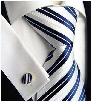 Navy & White Striped Tie